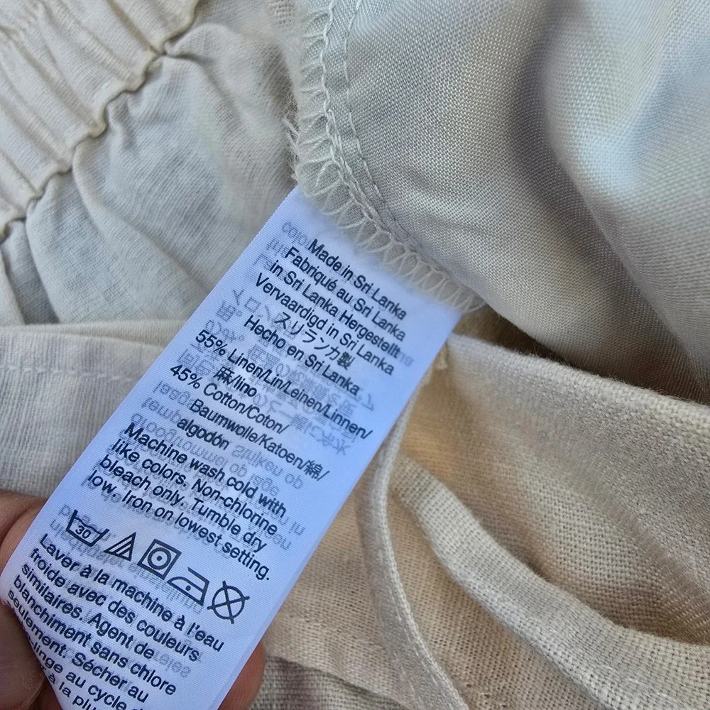 J. Crew‎ Linen Cotton Blend Tie Waist Shorts Ivory Cream Women's Size 12